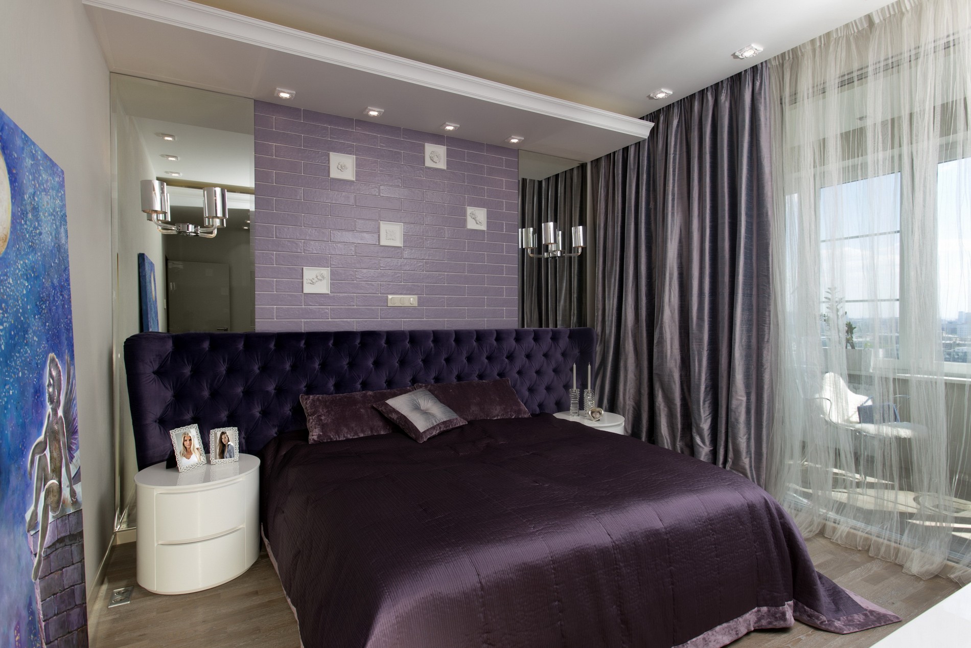 Фиолетовая спальня фото интерьера в современном стиле